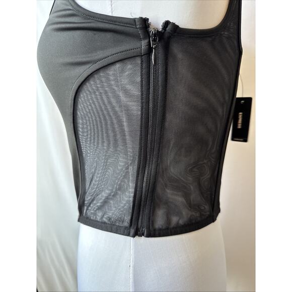 Express NWT Womens M Whimsigoth Body Contour Mesh Corset Crop Boning Square Neck - Picture 4 of 12